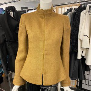 Lady's Beige Military-Inspired Burlap Jacket Sz 6